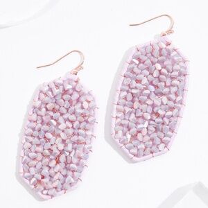 Cato Glass Woven Cluster Dangle Earrings - Pink Purple